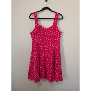 Disney by Lauren Conrad Red Floral Minnie Mouse Floral Cutout Back Dress Size 16